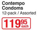Contempo Condoms 12 Pack Assorted-Each