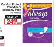 Always Comfort Protect Pantyliners Economy Pack 40 Normal-Per Pack