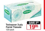 Twinsaver 3 Ply Facial Tissues 120 Pack