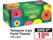 Twinsaver 2 Ply Facial Tissues 180 Pack