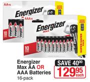 Energizer Max AA Or AAA Batteries 16 Pack-Each