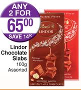 Lindor Chocolate Slabs 100g-For Any 2