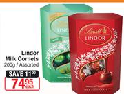 Lindor Milk Cornets 200g-Each