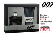 007 For Men EDT-50ml Plus Shower Gel-150ml