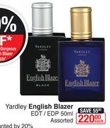 Yardley English Blazer EDT/EDP Assorted-50ml Each