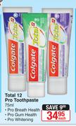 Colgate Total 12 Pro Toothpaste-75ml Each
