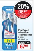 Oral-B Pro Expert All In One Toothbrushes 2 Pack 40 Medium