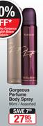 Yardley Gorgeous Perfume Body Spray Assorted-90ml Each