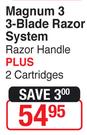 Magnum 3 3 Blade Razor System Razor Handle Plus 2 Cartridges