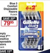 Gillette Blue 3 Comfort Disposable Razors 8 Pack