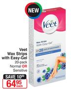 Veet Wax Strips With Easy Gel 20 Pack Normal Or Sensitive-Each