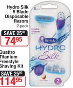 Schick Hydro Silk 5 Blade Disposable Razors 2 Pack