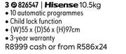 Hisense 10.5Kg Top Loader Washing Machine 826547