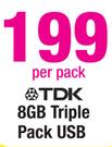 TDK 8GB Triple Pack USB