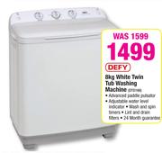 Defy 8kg White Twin Tub Washing Machine DTD166