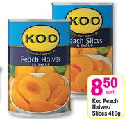 Koo Peach Halves/Slices-410g Each
