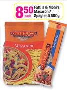 Fatti's & Moni's Macaroni/Spaghetti-500g Each