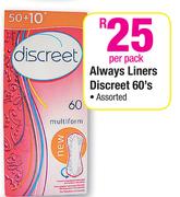Always Liners Discreet-60's