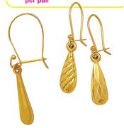  9ct Gold And Silver Large Plain Teartop Earrings-Per Pair