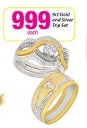9ct Gold And Silver Trip Set.