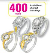 9ct Gold And Silver CZ Dress Rings