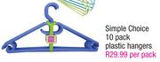 Simple Choice 10 Pack Plastic Hangers 