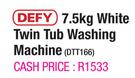 Defy 7.5kg White Twin Tub Washing Machine DTT166