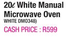 Defy 20L White Manual Microwave Oven White DM0348