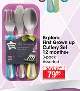 Tommee Tippee Explora First Grown Up Cutlery Set 12 Months+ 3 Pack Assorted