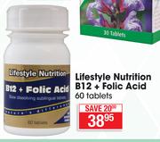 Lifestyle Nutrition B12 + Folic Acid 60 Tablets