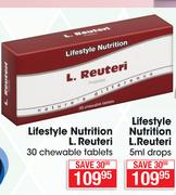 Lifestyle Nutrition L.Reuteri 30 Chewable Tablets