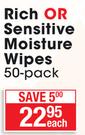 Baby Dove Rich Or Sensitive Moisture Wipes 50 Pack-Each