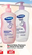 Purity Elizabeth Anne's Special Baby Shampoo Or Head To Toe Wash Pump Assorted-500ml Each