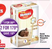 Huggies Gold New Baby Nappies Size 1 42 Pack-For 1