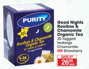 Purity Good Nights Rooibos & Chamomile Organic Tea 20 Tagged Teabags Chamomile Or Strawberry-Each