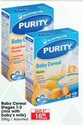 Purity Baby Cereal Stages 1-3(Mix With Baby's Milk) Assorted-200g Each