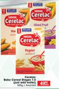Nestle Cerelac Baby Cereal Stages 1-3(Just Add Water) Assorted-500g Each