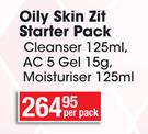 Benzaderm Oily Skin Cleanser-125mlZit Starter Pack Cleanser-125ml, AC 5 Gel-15g, Moisturiser-125ml 