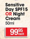 Nivea Sensitive Day SPF15 Or Night Cream-50ml Each