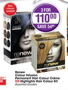 Renew Colour Infusion Permanent Hair Colour Creme Or Highlights Hair Colour Kit Asst Shades-For 3 