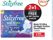 Stayfree Body Fit Ultra All Night Cotton Touch Pads 7 Pack-Per Pack