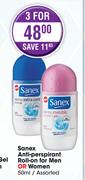 Sanex Anti Perspirant Roll On For Men Or Women Assorted-3 x 50ml