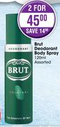 Brut Deodorant Body Spray Assorted-2 x 120ml