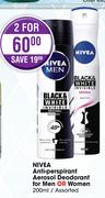 Nivea Anti Perspirant Aerosol Deodorant For Men Or Women Assorted-2 x 200ml