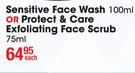 Nivea Men Sensitive Face Wash-100ml Or Protect & Care Exfoliating Face Scrub-75ml Each