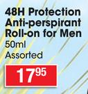 Adidas 48H Protection Anti Perspirant Roll On For Men Assorted-50ml