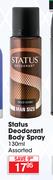Status DeodorantBody Spray Assorted-130ml