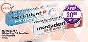 Mentadent P Whitening Or Sensitive Toothpaste-2 x 100ml