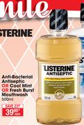 Listerine Anti Bacterial Antiseptic Or Cool Mint Or Fresh Burst Mouthwash-500ml Each