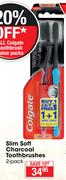 Colgate Slim Soft Charcoal Toothbrushes 2 Pack